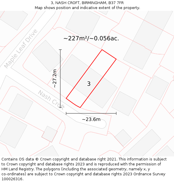 3, NASH CROFT, BIRMINGHAM, B37 7FR: Plot and title map