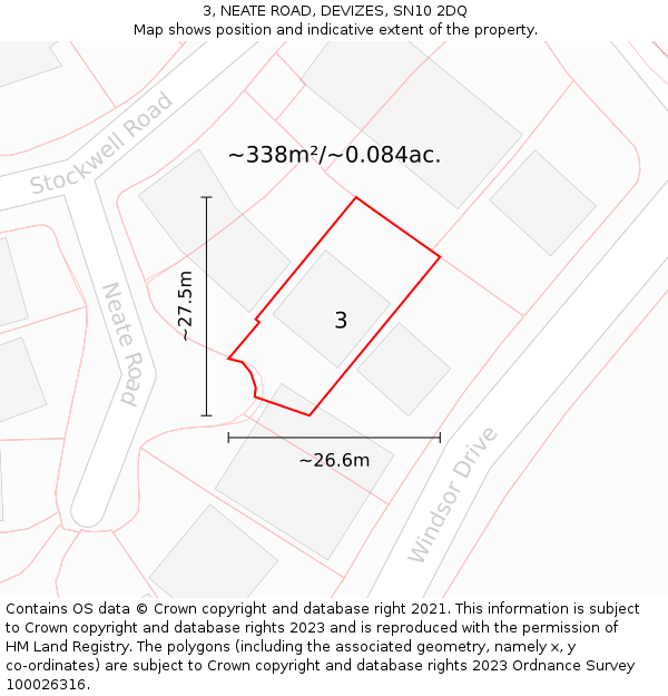 3, NEATE ROAD, DEVIZES, SN10 2DQ: Plot and title map