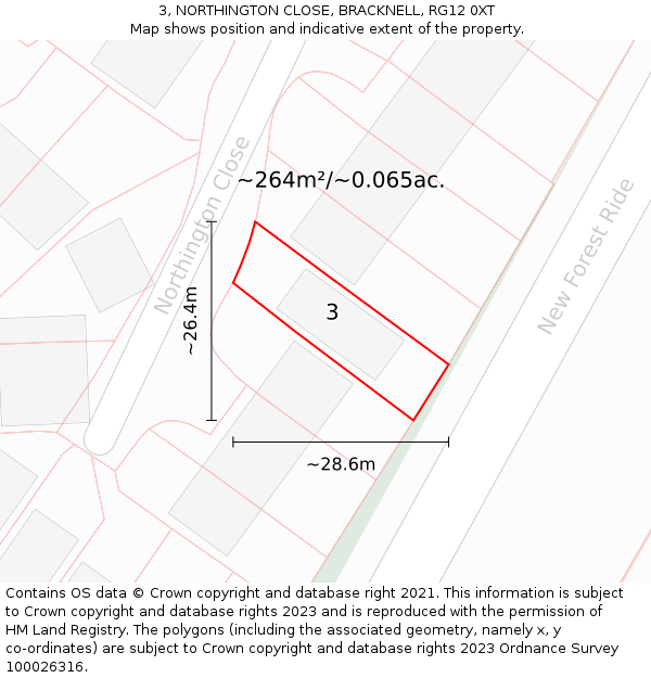 3, NORTHINGTON CLOSE, BRACKNELL, RG12 0XT: Plot and title map