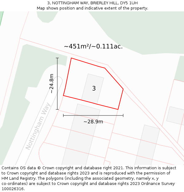 3, NOTTINGHAM WAY, BRIERLEY HILL, DY5 1UH: Plot and title map