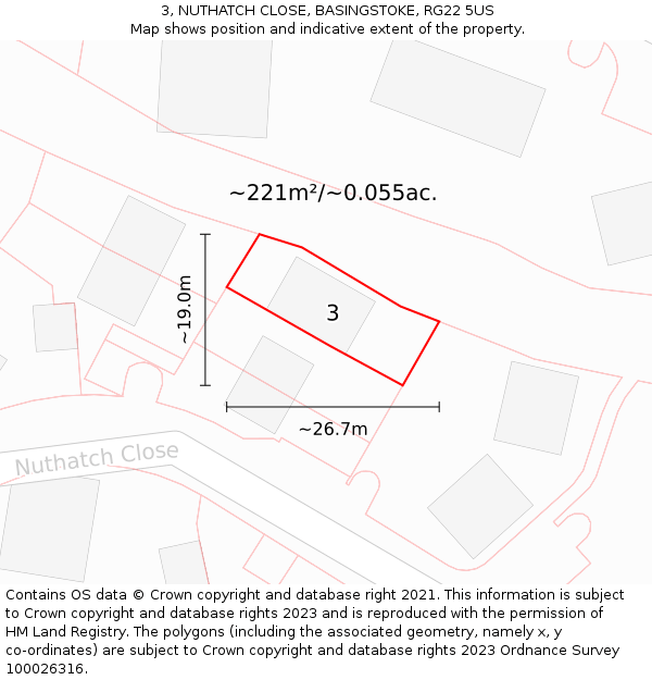 3, NUTHATCH CLOSE, BASINGSTOKE, RG22 5US: Plot and title map