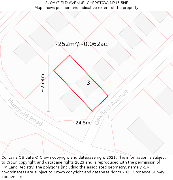 3, OAKFIELD AVENUE, CHEPSTOW, NP16 5NE: Plot and title map