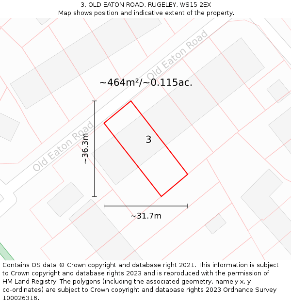 3, OLD EATON ROAD, RUGELEY, WS15 2EX: Plot and title map