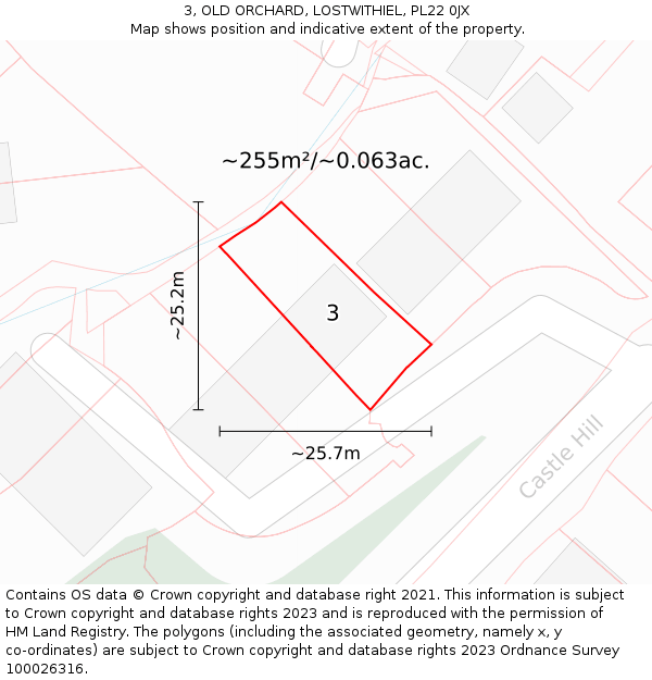 3, OLD ORCHARD, LOSTWITHIEL, PL22 0JX: Plot and title map