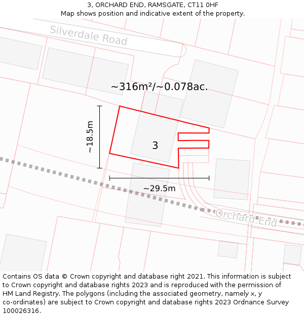 3, ORCHARD END, RAMSGATE, CT11 0HF: Plot and title map