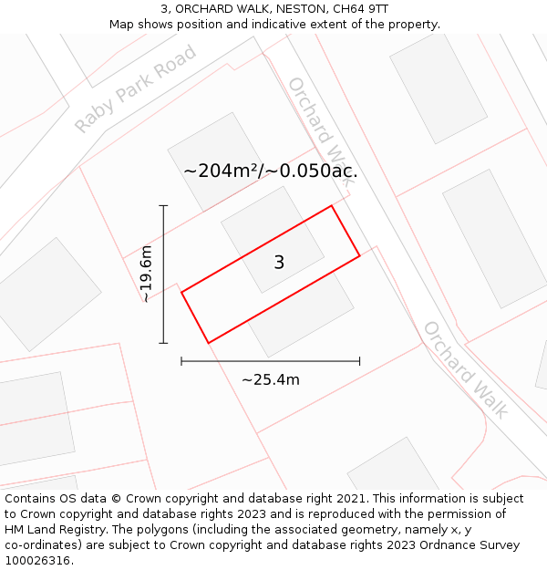 3, ORCHARD WALK, NESTON, CH64 9TT: Plot and title map