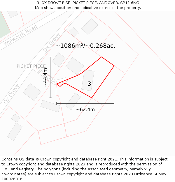 3, OX DROVE RISE, PICKET PIECE, ANDOVER, SP11 6NG: Plot and title map