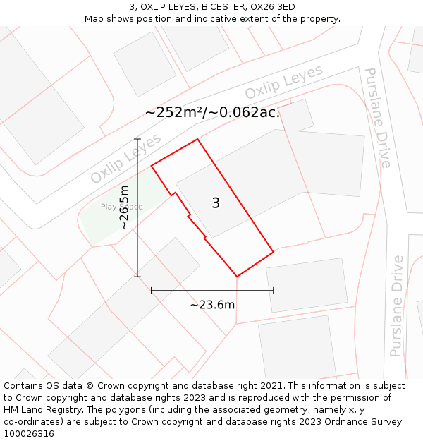 3, OXLIP LEYES, BICESTER, OX26 3ED: Plot and title map