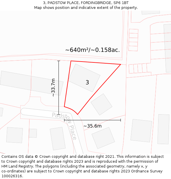 3, PADSTOW PLACE, FORDINGBRIDGE, SP6 1BT: Plot and title map