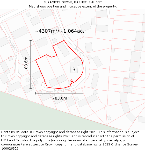 3, PAGITTS GROVE, BARNET, EN4 0NT: Plot and title map