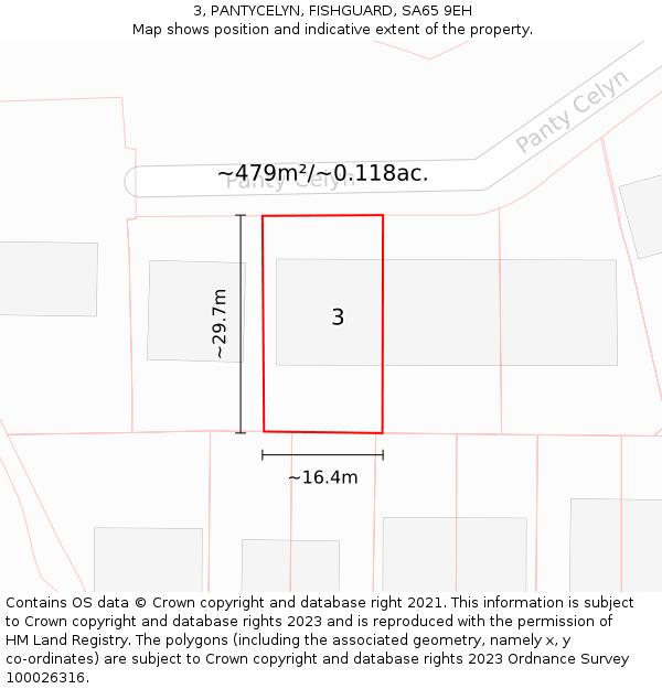 3, PANTYCELYN, FISHGUARD, SA65 9EH: Plot and title map