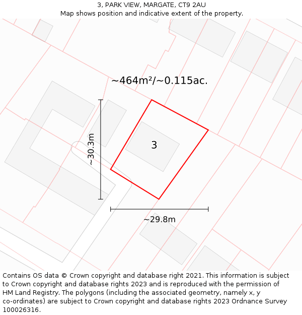 3, PARK VIEW, MARGATE, CT9 2AU: Plot and title map