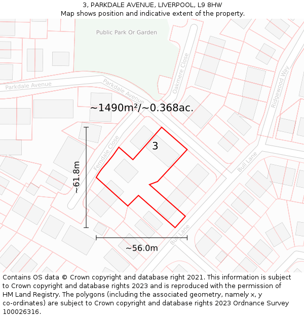 3, PARKDALE AVENUE, LIVERPOOL, L9 8HW: Plot and title map