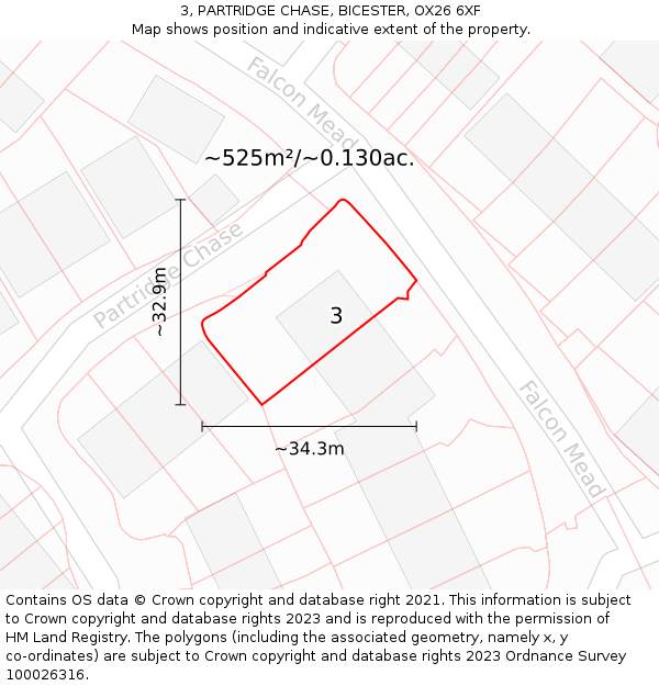 3, PARTRIDGE CHASE, BICESTER, OX26 6XF: Plot and title map