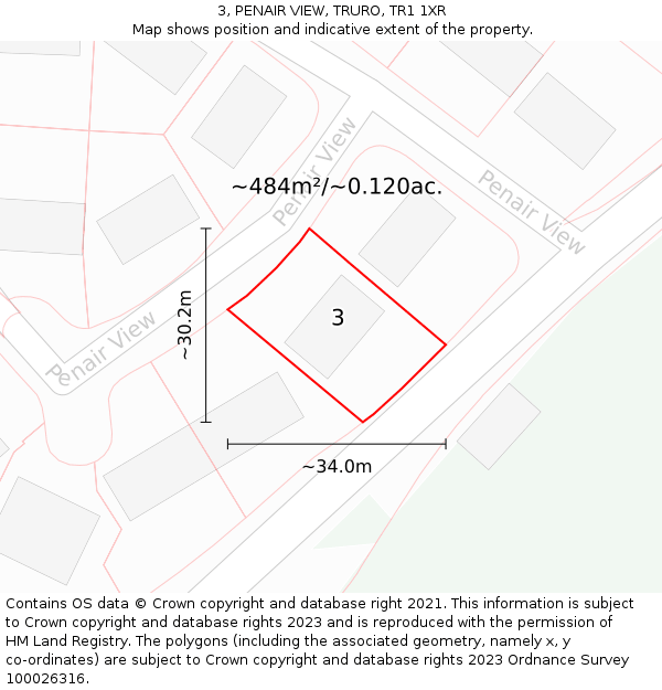 3, PENAIR VIEW, TRURO, TR1 1XR: Plot and title map