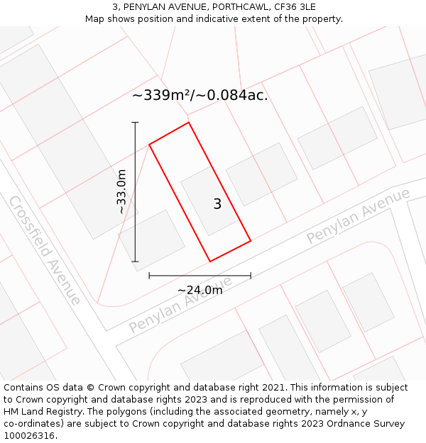 3, PENYLAN AVENUE, PORTHCAWL, CF36 3LE: Plot and title map