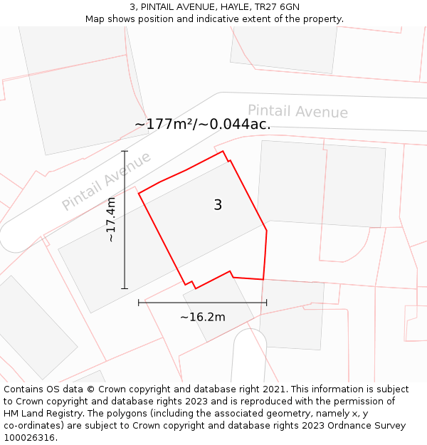 3, PINTAIL AVENUE, HAYLE, TR27 6GN: Plot and title map