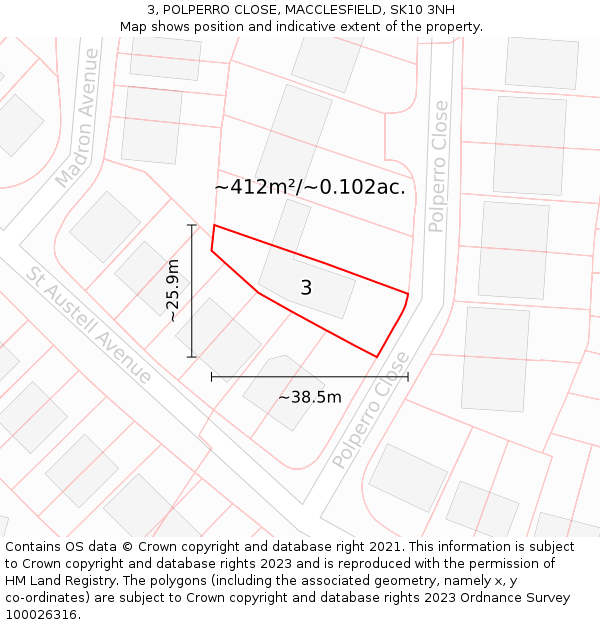 3, POLPERRO CLOSE, MACCLESFIELD, SK10 3NH: Plot and title map