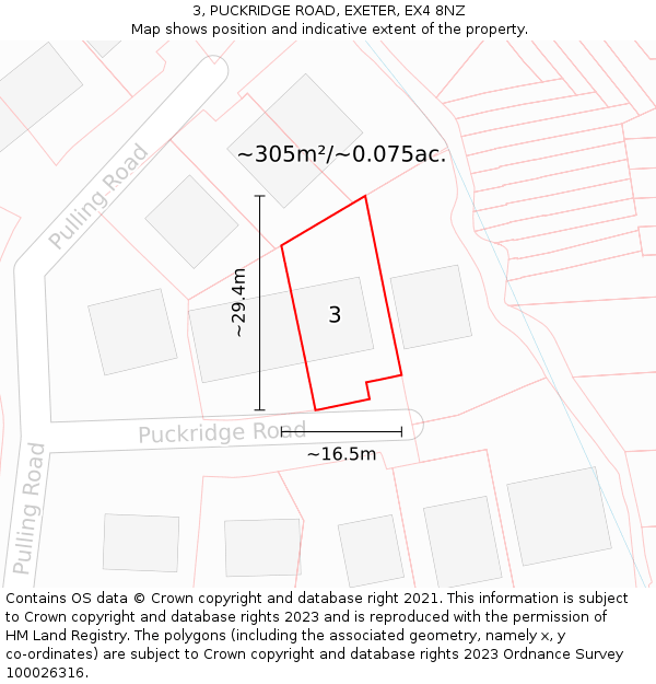 3, PUCKRIDGE ROAD, EXETER, EX4 8NZ: Plot and title map