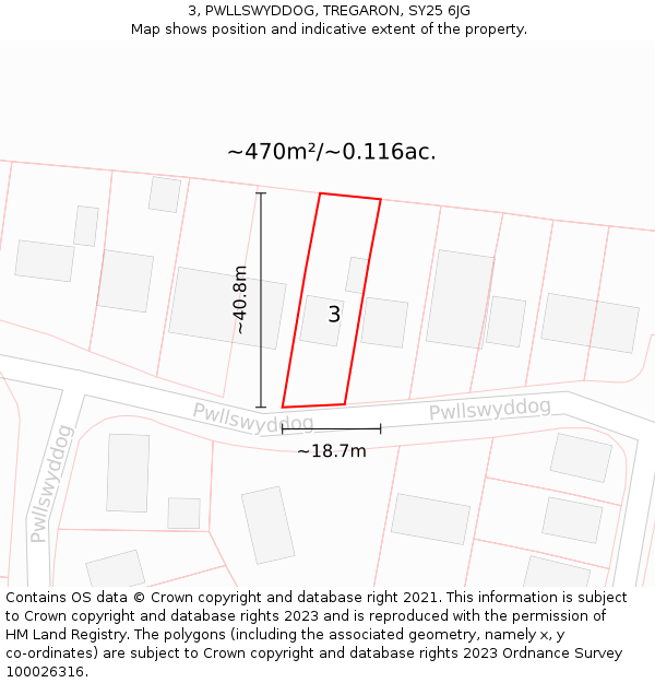 3, PWLLSWYDDOG, TREGARON, SY25 6JG: Plot and title map