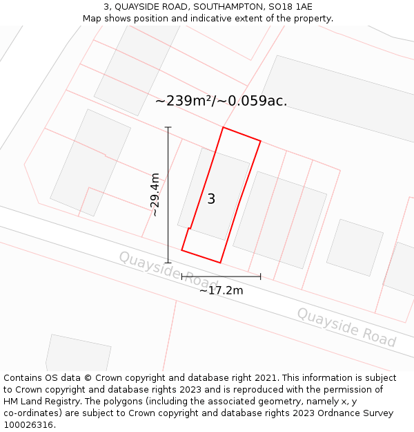 3, QUAYSIDE ROAD, SOUTHAMPTON, SO18 1AE: Plot and title map