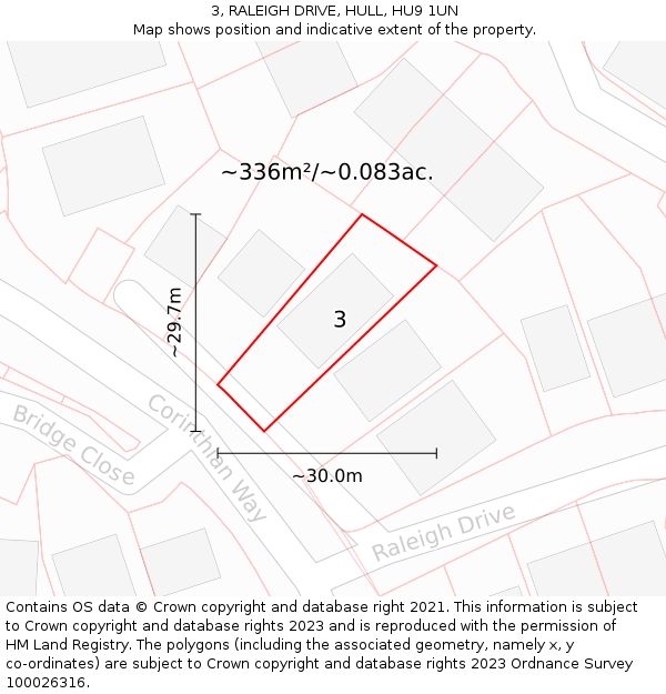 3, RALEIGH DRIVE, HULL, HU9 1UN: Plot and title map