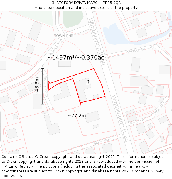 3, RECTORY DRIVE, MARCH, PE15 9QR: Plot and title map