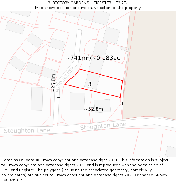 3, RECTORY GARDENS, LEICESTER, LE2 2FU: Plot and title map