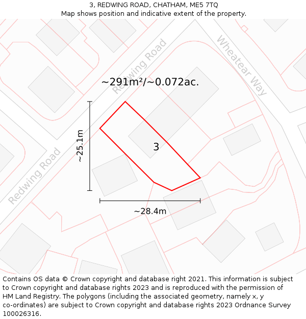 3, REDWING ROAD, CHATHAM, ME5 7TQ: Plot and title map