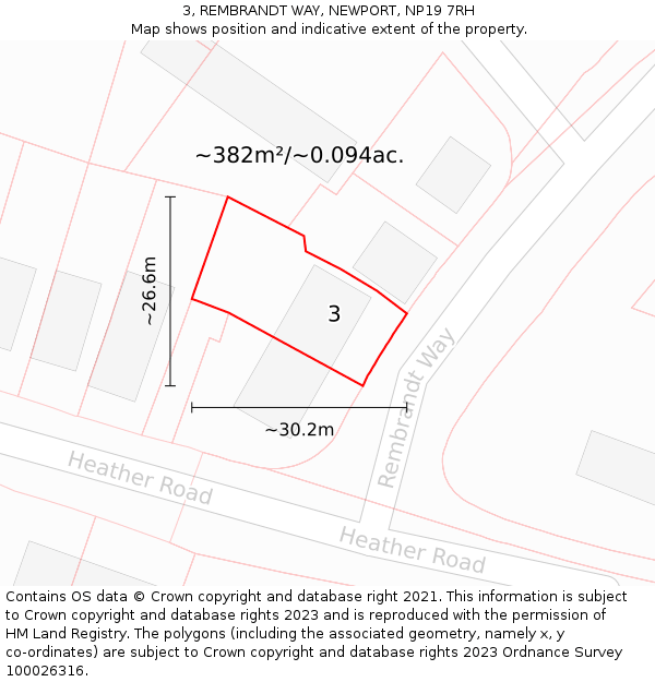 3, REMBRANDT WAY, NEWPORT, NP19 7RH: Plot and title map