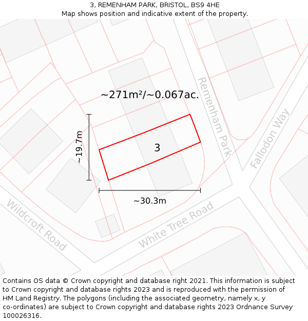 3, REMENHAM PARK, BRISTOL, BS9 4HE: Plot and title map