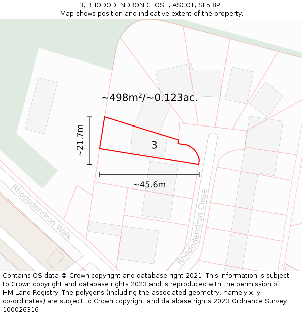 3, RHODODENDRON CLOSE, ASCOT, SL5 8PL: Plot and title map