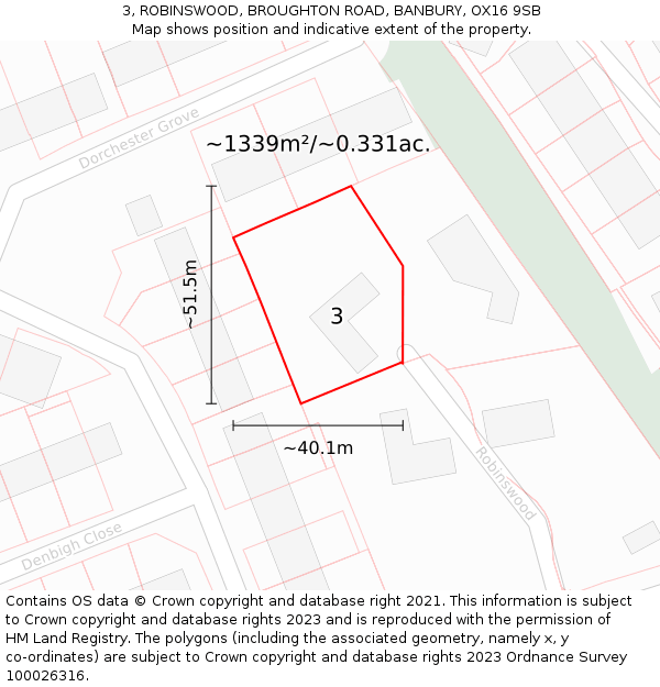 3, ROBINSWOOD, BROUGHTON ROAD, BANBURY, OX16 9SB: Plot and title map