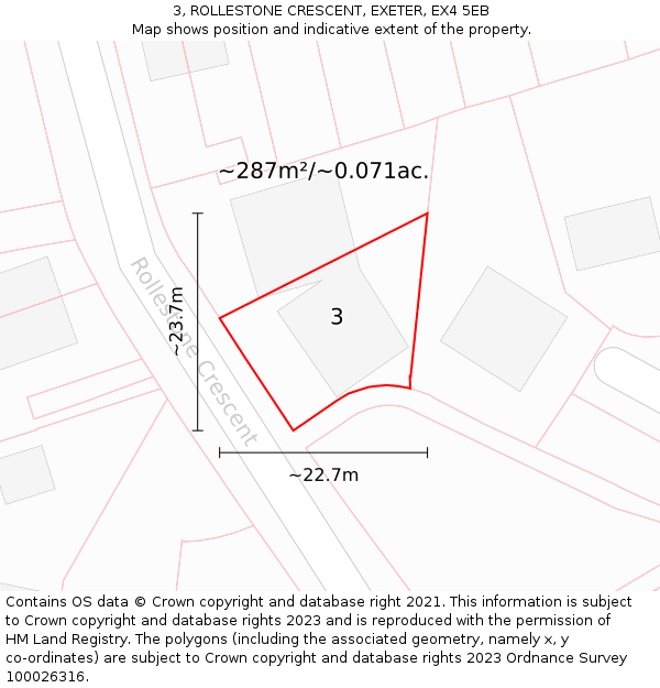 3, ROLLESTONE CRESCENT, EXETER, EX4 5EB: Plot and title map