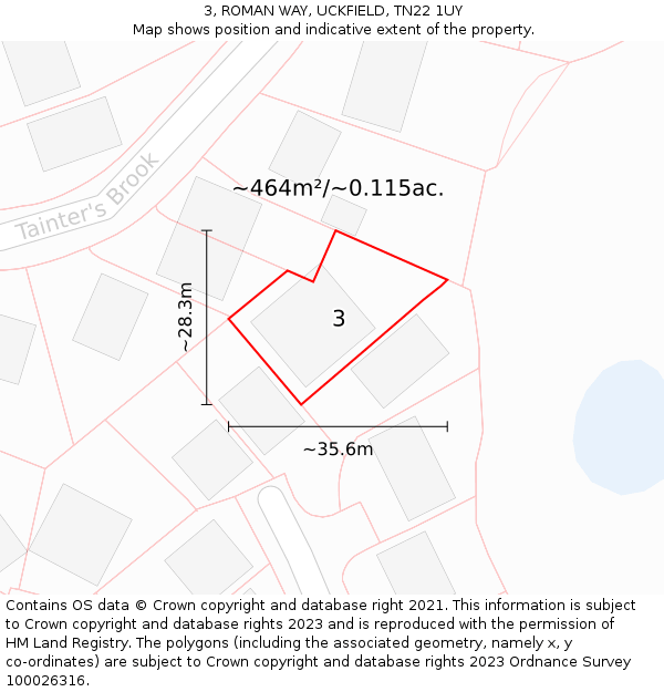 3, ROMAN WAY, UCKFIELD, TN22 1UY: Plot and title map