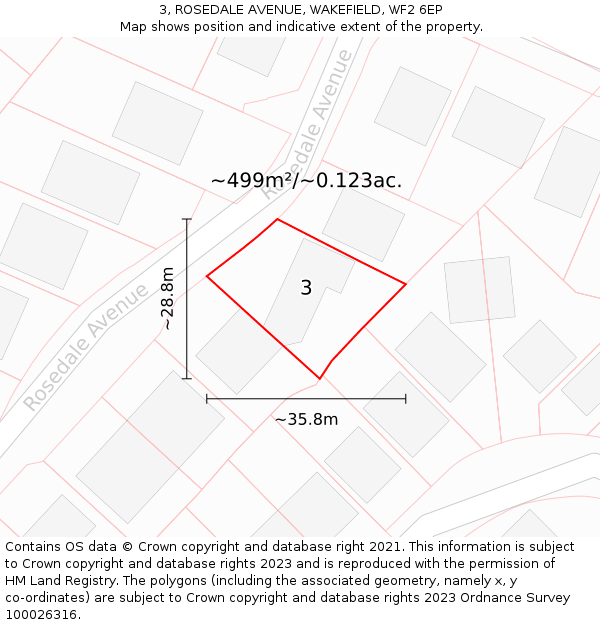 3, ROSEDALE AVENUE, WAKEFIELD, WF2 6EP: Plot and title map