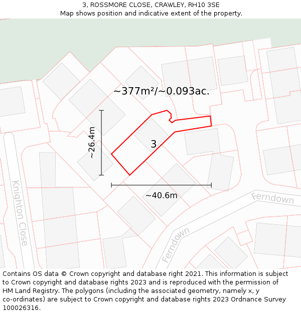 3, ROSSMORE CLOSE, CRAWLEY, RH10 3SE: Plot and title map