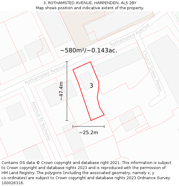 3, ROTHAMSTED AVENUE, HARPENDEN, AL5 2BY: Plot and title map