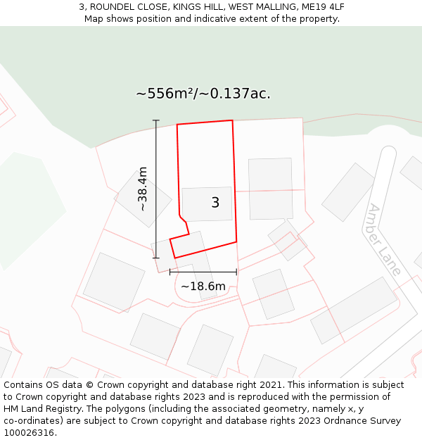 3, ROUNDEL CLOSE, KINGS HILL, WEST MALLING, ME19 4LF: Plot and title map