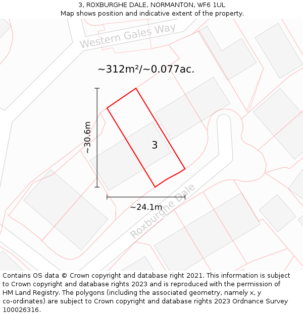 3, ROXBURGHE DALE, NORMANTON, WF6 1UL: Plot and title map