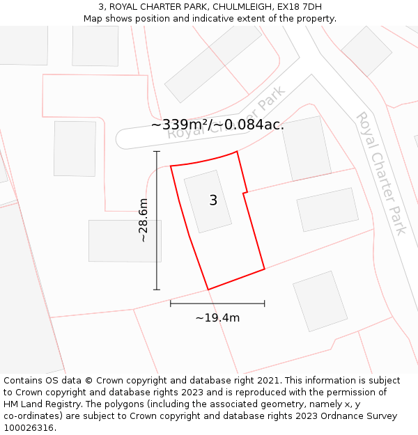 3, ROYAL CHARTER PARK, CHULMLEIGH, EX18 7DH: Plot and title map