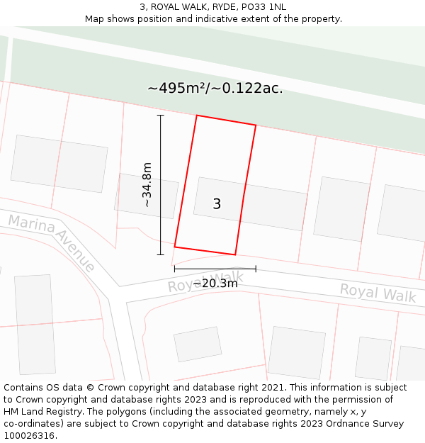 3, ROYAL WALK, RYDE, PO33 1NL: Plot and title map
