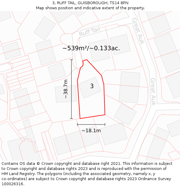 3, RUFF TAIL, GUISBOROUGH, TS14 8PN: Plot and title map