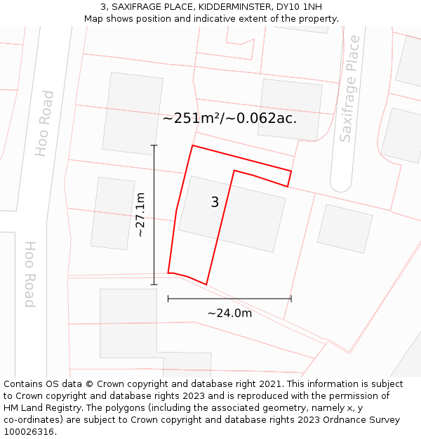 3, SAXIFRAGE PLACE, KIDDERMINSTER, DY10 1NH: Plot and title map