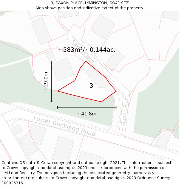 3, SAXON PLACE, LYMINGTON, SO41 9EZ: Plot and title map