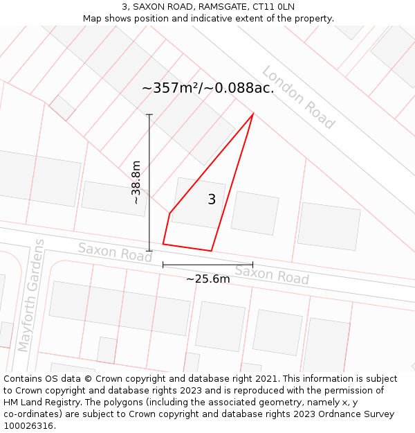 3, SAXON ROAD, RAMSGATE, CT11 0LN: Plot and title map