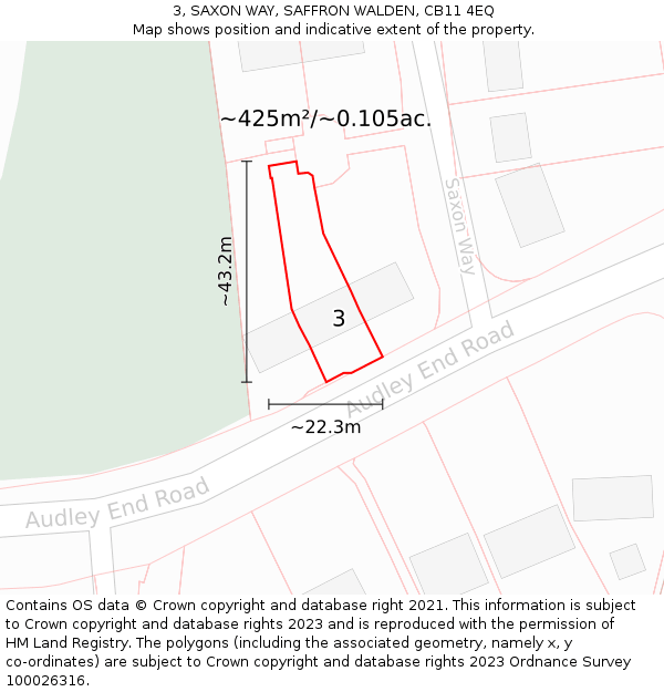 3, SAXON WAY, SAFFRON WALDEN, CB11 4EQ: Plot and title map