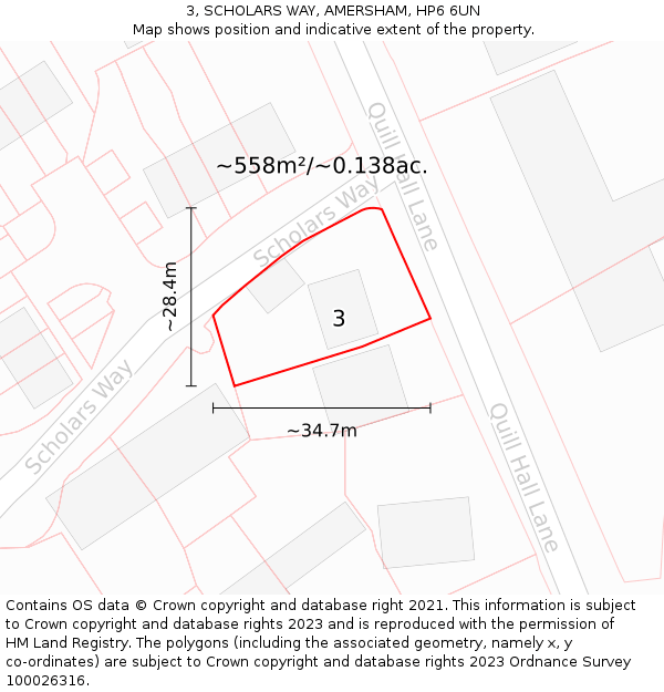 3, SCHOLARS WAY, AMERSHAM, HP6 6UN: Plot and title map