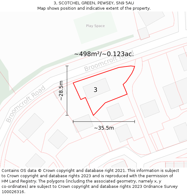 3, SCOTCHEL GREEN, PEWSEY, SN9 5AU: Plot and title map