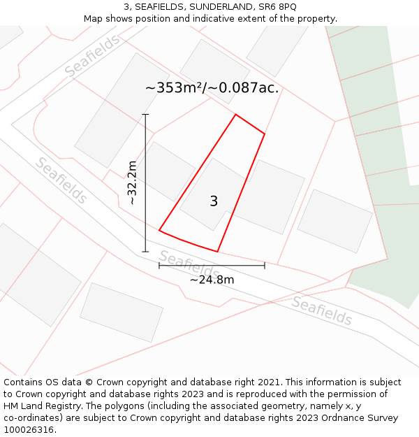 3, SEAFIELDS, SUNDERLAND, SR6 8PQ: Plot and title map